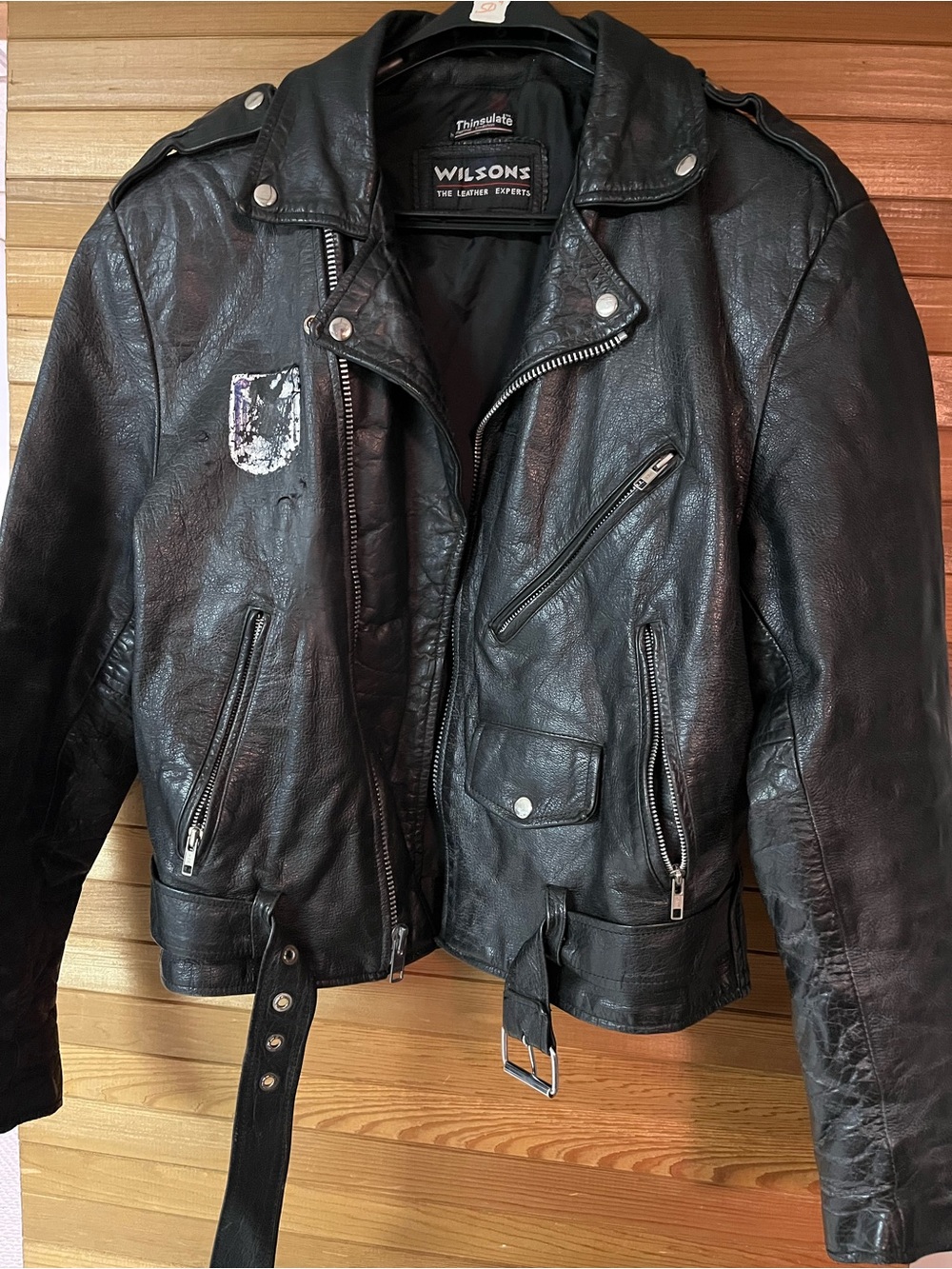Wilsons Leather Black Leather Biker Jacket